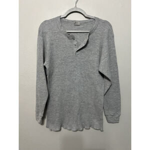 Y2K Vintage XL‎ Gray Waffle Knit Bella Swan Henley Elena Gilbert Layering